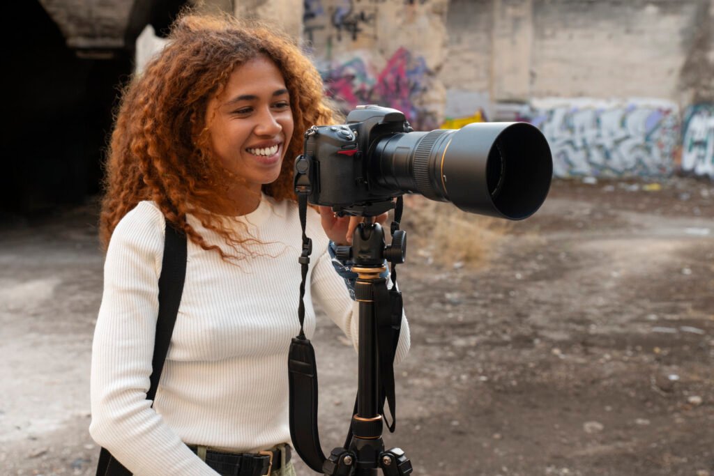 photographer exploring abandoned location